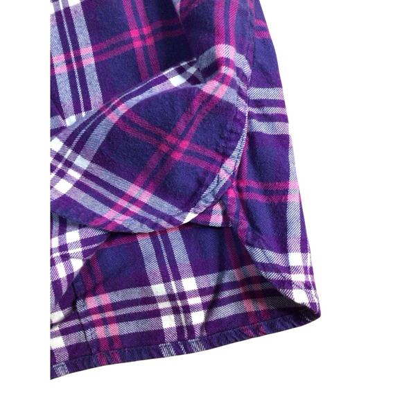 LL Bean Plaid Flannel Shirt Purple Pink Lumberjack Collared Button Up Women’s M - Picture 4 of 9
